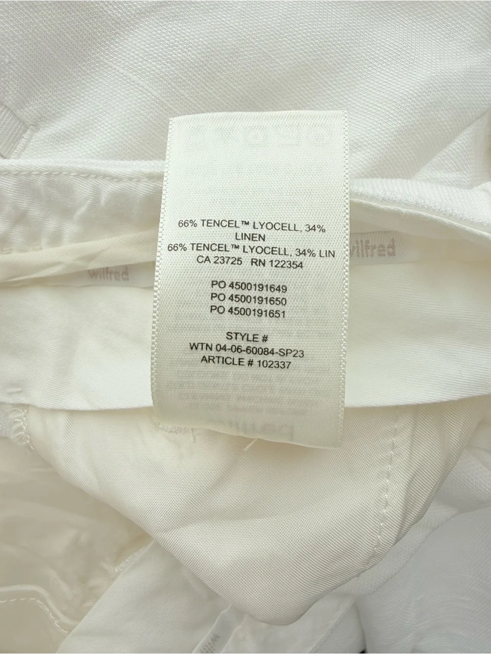 Aritzia Wilfred The Effortless Pant Linen Cropped High Waist Wide Leg NWOT